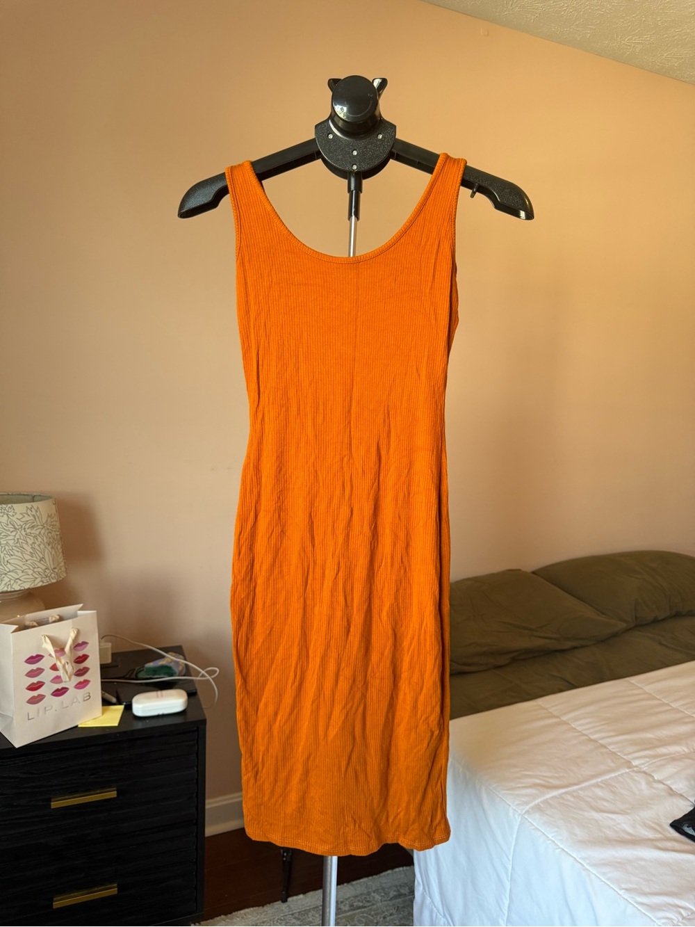 H&M Orange Ribbed Tank Midi Dress